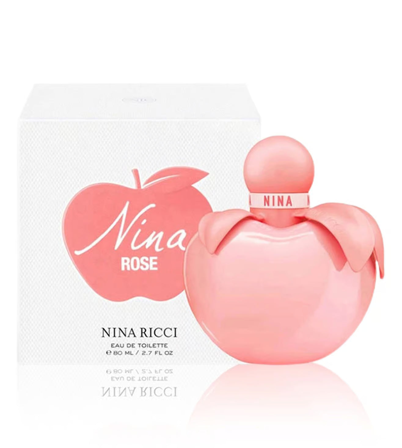 Nina Ricci Nina Rose perfume bottle and packaging on a white background